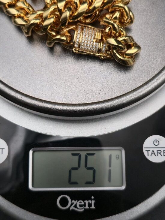 24 Inch Gold Over Stainless Steel Miami Cuban Link Chain Necklace B1127 - Picture 6 of 6